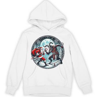 Santa Vs Krampus Christmas Horror Holiday Tri-Blend Hoodie - Monsterry