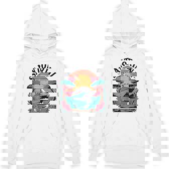 Santorini Greece Vintage Cruise Ship Sunset And Seagulls Unisex Hoodie | Mazezy