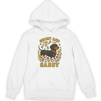 Short And Sassy Dachshund Cottagecore Aesthetic Graphic Hoodie | Seseable UK