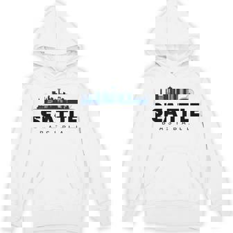 Seattle Baseball Vintage City Skyline Minimal Baseball Lover Hoodie | Mazezy