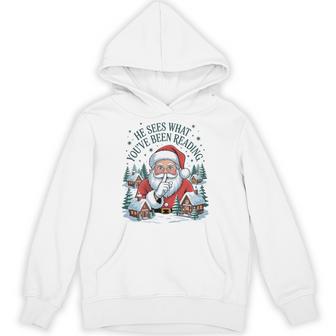 He Sees What You've Been Reading Bookish Christmas Tri-Blend Hoodie - Thegiftio UK