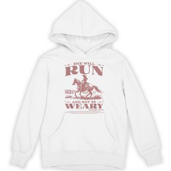 She Will Run And Not Be Weary Hoodie - Thegiftio