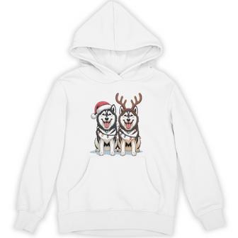 Siberian Husky Dog Christmas Lights Santa Reindeer Xmas Pjs Hoodie | Seseable UK