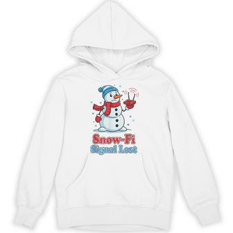 Snow-Fi Signal Lost Cute Christmas Snowman Pun Hoodie - Thegiftio UK