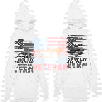 Snow Plow Veteran American Flag Retired Winter Worker Humor Unisex Hoodie | Mazezy