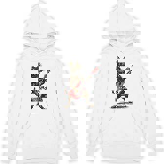 Tortoiseshell Cat Playing Guitar Rocker Guitarist Musician Unisex Hoodie | Mazezy