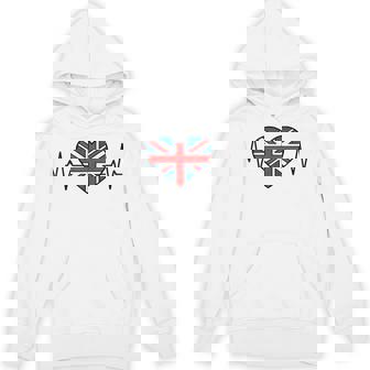 United Kingdom Heartbeat Union Jack Heart UK Pride Unisex Hoodie | Mazezy