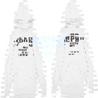 Vintage Athletic Souvenir Visit Medford Oregon Unisex Hoodie | Mazezy