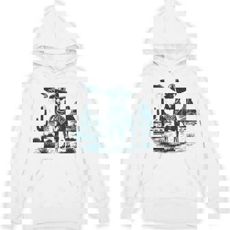 Vintage Heeler UFO Western Cowboy Australian Cattle Dog Dad Unisex Hoodie | Mazezy