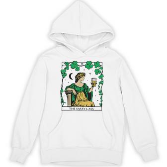 Vintage Saint Patrick's Day The Sassy Lass Tarot Card Hoodie - Thegiftio UK
