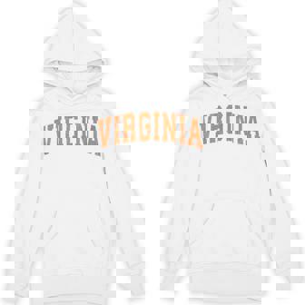 Virginia Va Vintage Athletic Orange Sports Style 80S Hoodie - Seseable