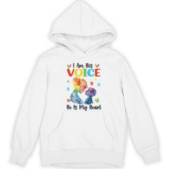 I Am His Voice He Is My Heart Autism Awareness Month Hoodie | Seseable UK