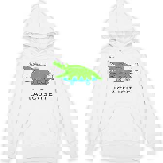 【バックプリント・背中側】楽して行こうワニ（Lacusite）スケボー【変なデザイン屋さん】ブランド パロディ 面白い パーカー - Kawaiitshirt