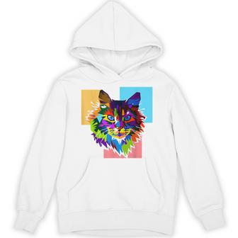 ペイントされた猫の顔 カラフル レインボー アートデザイン ギフトに最適 パーカー - Kawaiitshirt