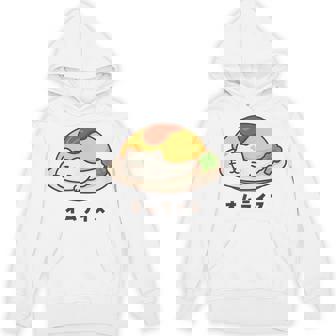 白猫×オムライスのゆるかわイラスト 猫好き・ごはん好き向け おもしろ ネタ系 癒しデザイン パーカー - Kawaiitshirt