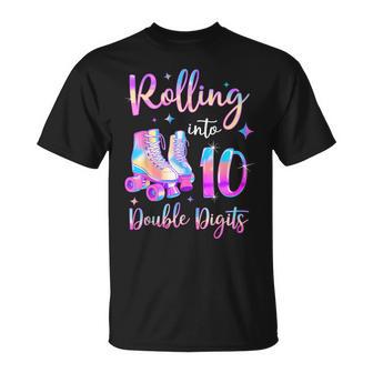 10 Years Old Birthday Girl Rolling Into 10Th Double Digits T-Shirt - Thegiftio UK