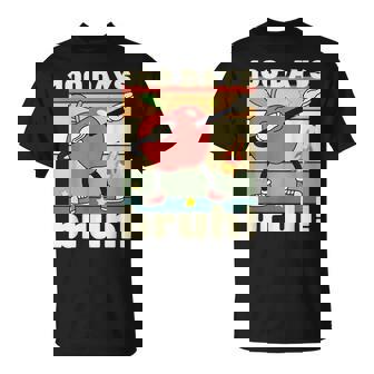 100 Days Of School Bruh Kids Boys Girls Dabbing Apple T-Shirt | Mazezy