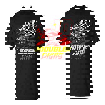 10Th Birthday Race Car Double Digits 10 Years Old Boy T-Shirt - Monsterry