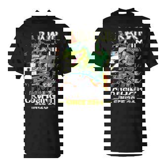 2Nd Birthday Monster Truck Dinosaur 2 Years Old Birthday Boy T-Shirt - Monsterry