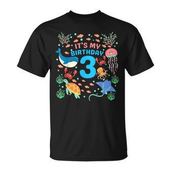3Rd It's My Birthday Ocean 3 Year Old Sea Fish Aquarium T-Shirt | Mazezy