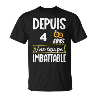 4 Ème Anniversaire De Mariage 4 Ans De Mariage Pour Couple T-Shirt - Cadeauxyz