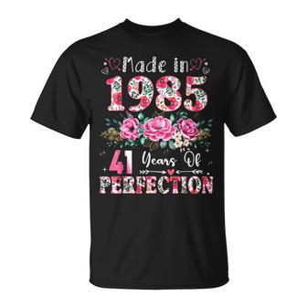 41 Year Old Made In 1985 Floral 41Th Birthday Women T-Shirt - Thegiftio UK
