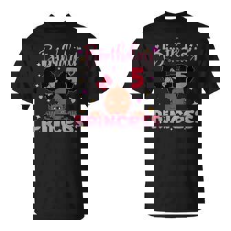 5Th Birthday Princess Melanin Afro Girl Birthday Party T-Shirt | Mazezy