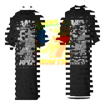 I Was 6 Now Im 7 Dinosaur 6 7 Birthday Boys 7Th Birthday T-Shirt - Thegiftio