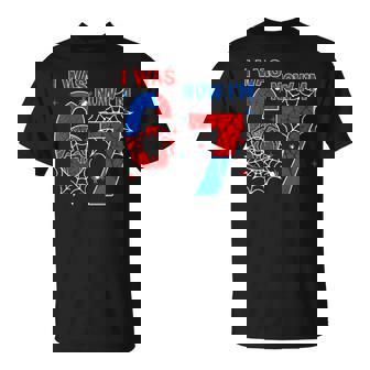 I Was 6 Now Im 7 Spider Web Birthday Boys For Boy Kids T-Shirt | Mazezy