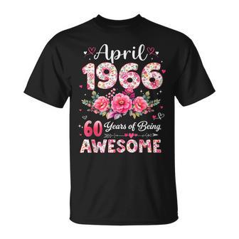60 Años Abril 1966 Floral 60 Cumpleaños Hombres Es Camiseta unisex - Regaloses
