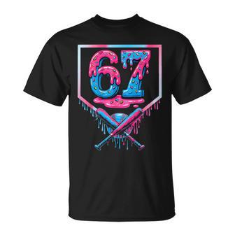 67 Six Seven Meme Baseball Ice Cream Drip 67 Gen Alpha Slang T-Shirt - Monsterry