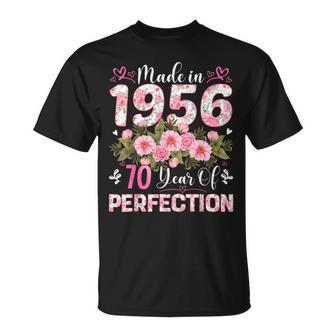 70 Year Old Made In 1956 Floral 70Th Birthday Women T-Shirt - Thegiftio