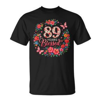 89歳の祝福された89歳のフローラル89歳の誕生日プレゼント Tシャツ - Kawaiitshirt