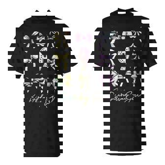 9 Year Old Birthday Girl Coquette Bow 9Th Birthday Girl T-Shirt - Monsterry