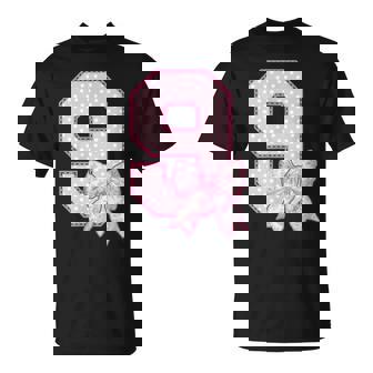 9Th Birthday For Girls Coquette Bow Nine 9 Year Old T-Shirt | Seseable FR