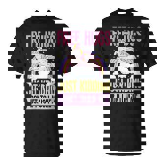 Abrazos Gratis Es Broma No Me Toques Cuello Camiseta unisex - Regaloses