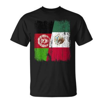 Afghanistan Mexico Half Flag Afghan Mexican Heritage T-Shirt | Mazezy