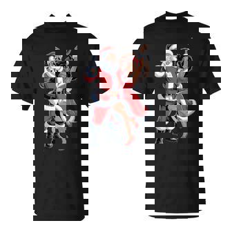 African American Christmas Pajamas Dancing Santa T-Shirt | Mazezy