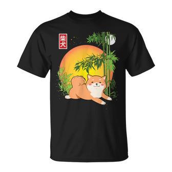Akitahiba Inu Perro De Japón Bambú Luciérnagas Luna Kanji Camiseta unisex - Regaloses
