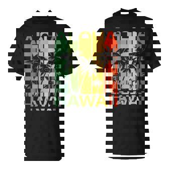 Aloha Hawaii Palm Tree Tropical Hawaiian Island Retro Surfer T-Shirt | Mazezy