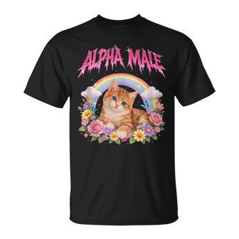 Alpha Male Kitten Rainbow Floral T-Shirt - Thegiftio UK