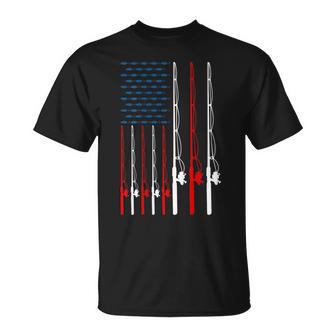 American Flag Fishing Rod Fishing Lover Fisherman T-Shirt - Thegiftio UK