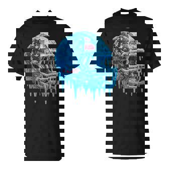 American Football Game Players Helmet Ice Drip US Flag T-Shirt | Mazezy