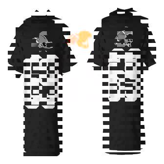 American Football Helmet Style Vintage Number 69 T-Shirt | Mazezy