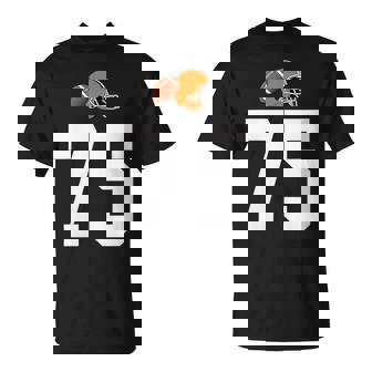 American Football Helmet Style Vintage Number 75 T-Shirt | Mazezy
