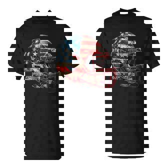 American Football Player Helmet USA Flag Patriotic T-Shirt | Mazezy