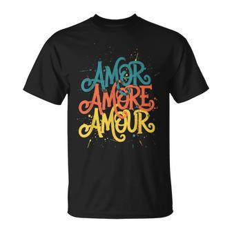 Amor Amore Amour Coloré Rétro T-Shirt - Cadeauxyz