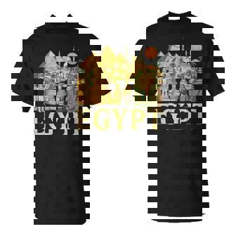 Ancient Egypt Pyramids Of Giza Sphinx Statues And Vases T-Shirt | Mazezy