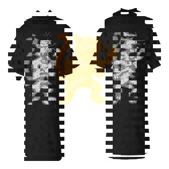 Angry Cat Hockey Retro Ice Battle Feline Sports Artwork T-Shirt | Mazezy