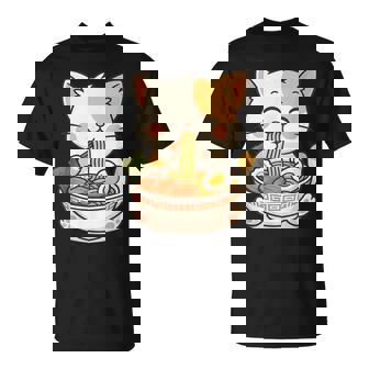 Anime Cat Ramen Japanese Cat Graphic Anime T-Shirt - Thegiftio